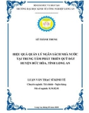 Luận văn Thạc sĩ Kinh tế: Hiệu quả quản lý ngân sách nhà nước tại Trung tâm phát triển quỹ đất huyện Đức Hòa, Tỉnh Long An