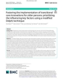 Fostering the implementation of transitional care innovations for older persons: Prioritizing the influencing key factors using a modified Delphi technique