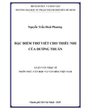 Luận văn Thạc sĩ Ngôn ngữ văn học và Văn hóa Việt Nam: Đặc điểm thơ viết cho thiếu nhi của Dương Thuấn