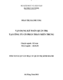 Tóm tắt luận văn thạc sĩ: Vận dụng kế toán quản trị tại công ty cổ phần than miền Trung