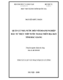 Tóm tắt Luận văn Thạc sĩ Quản lý công: Quản lý nhà nước đối với doanh nghiệp đầu tư trực tiếp nước ngoài trên địa bàn tỉnh Bắc Giang