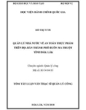 Tóm tắt Luận văn Thạc sĩ Quản lý công: Quản lý nhà nước về an toàn thực phẩm trên địa bàn thành phố Buôn Ma Thuột tỉnh Đắk Lắk