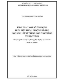 Tóm tắt Luận án Tiến sĩ Khoa học giáo dục: Khai thác một số ứng dụng trên điện thoại di động hỗ trợ học sinh lớp 12 THPT tự học Toán