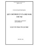 Tóm tắt Luận văn Thạc sĩ Luật học: Quy chế pháp lý của Hội nghị chủ nợ