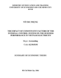 Summary of economic thesis: The impact of constituent factors of the internal control system on the business performance in Vietnam electricity