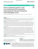 Serum creatinine/cystatin C ratio as a screening tool for sarcopenia and prognostic indicator for patients with esophageal cancer