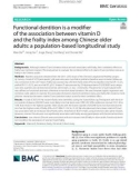 Functional dentition is a modifer of the association between vitamin D and the frailty index among Chinese older adults: A population-based longitudinal study