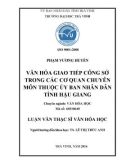 Tóm tắt luận văn Thạc sĩ Văn hóa học: Văn hóa giao tiếp công sở trong các cơ quan chuyên môn thuộc Ủy ban nhân dân tỉnh Hậu Giang