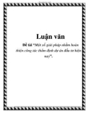 Luận văn: Một số giải pháp nhằm hoàn thiện công tác thẩm định dự án đầu tư hiện nay