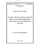 Luận án Tiến sĩ Kinh tế: Tổ chức công tác kế toán quản trị trong các doanh nghiệp thuộc Tổng công ty Công nghiệp ô tô Việt Nam