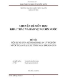 ĐỀ TÀI NỘI DUNG CỦA KẾ HOẠCH QUẢN LÝ NGUỒN NƯỚC NGẦM TẠI CÁC TỈNH NAM BỘ 2020-2030