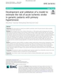 Development and validation of a model to estimate the risk of acute ischemic stroke in geriatric patients with primary hypertension