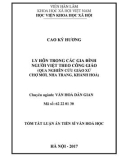 Tóm tắt Luận án Tiến sĩ Văn hóa học: Ly hôn trong các gia đình người Việt theo Công giáo (qua nghiên cứu Giáo xứ Chợ mới, Nha Trang, Khánh Hòa)