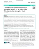 Content and analysis of a knowledge translation activity for an elder abuse detection tool: A descriptive study