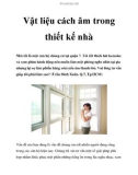 Vật liệu cách âm trong thiết kế nhà