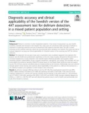 Diagnostic accuracy and clinical applicability of the Swedish version of the 4AT assessment test for delirium detection, in a mixed patient population and setting