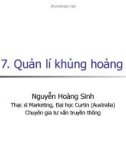 Bài giảng Bài 7: Quản lí khủng hoảng - Nguyễn Hoàng Sinh