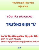 Tóm tắt bài giảng Trường điện từ