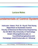 Lecture Fundamentals of control systems: Chapter 1 - TS. Huỳnh Thái Hoàng