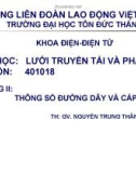 LƯỚI ĐIỆN TRUYỀN TẢI VÀ PHÂN PHỐI - THÔNG SỐ ĐƯỜNG DÂY VÀ CÁP