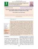 Food safety knowledge and procurement practices in relation to food borne disease incidence in Ludhiana district, India