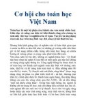 Cơ hội cho toán học Việt Nam