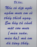 Tập làm văn mẫu Tả cảnh một cơn mưa mà em đã từng thấy