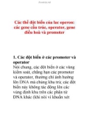 Các thể đột biến của lac operon: các gene cấu trúc, operator, gene điều hoà và promoter