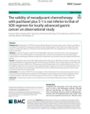 The validity of neoadjuvant chemotherapy with paclitaxel plus S-1 is not inferior to that of SOX regimen for locally advanced gastric cancer: An observational study