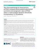 The clinicopathological characteristics of POLE-mutated/ultramutated endometrial carcinoma and prognostic value of POLE status: A meta-analysis based on 49 articles incorporating 12,120 patients