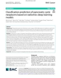 Classification prediction of pancreatic cystic neoplasms based on radiomics deep learning models