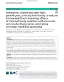 Multicentre, randomised, open-label, parallel-group, clinical phase II study to evaluate immunonutrition in improving efficacy of immunotherapy in patients with metastatic non-small cell lung cancer, undergoing systematic nutritional counseling