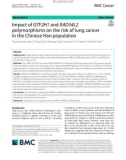 Impact of GTF2H1 and RAD54L2 polymorphisms on the risk of lung cancer in the Chinese Han population