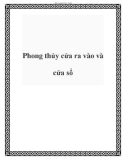 Phong thủy cửa ra vào và cửa sổ