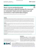 Short-course pembrolizumab and continuous afatinib therapy for recurrent or metastatic head and neck squamous cell carcinoma: A real-world data analysis