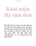 Khái niệm Hệ sinh thái