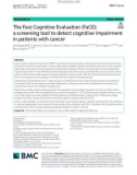 The Fast Cognitive Evaluation (FaCE): A screening tool to detect cognitive impairment in patients with cancer