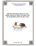 Sáng kiến kinh nghiệm THPT: Những giải pháp quản lý, tác động tích cực đến văn hóa ứng xử ở trường THPT Hà Huy Tập