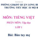 Bài giảng môn Tiếng Việt lớp 1 sách Cánh diều năm học 2019-2020 - Tuần 26: Tập đọc Bàn tay mẹ (Trường Tiểu học Ái Mộ B)