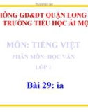 Bài giảng môn Tiếng Việt lớp 1 sách Cánh diều năm học 2019-2020 - Bài 29: ia (Trường Tiểu học Ái Mộ B)