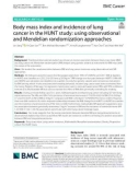 Body mass index and incidence of lung cancer in the HUNT study: Using observational and Mendelian randomization approaches