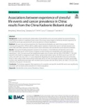 Associations between experience of stressful life events and cancer prevalence in China: Results from the China Kadoorie Biobank study