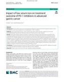 Impact of low serum iron on treatment outcome of PD-1 inhibitors in advanced gastric cancer