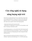 Các công nghệ sử dụng năng lượng mặt trời