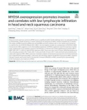 MYO5A overexpression promotes invasion and correlates with low lymphocyte infiltration in head and neck squamous carcinoma