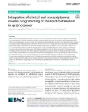 Integration of clinical and transcriptomics reveals programming of the lipid metabolism in gastric cancer