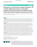 Tolerance to oral anticancer agent treatment in older adults with cancer: A secondary analysis of data from electronic health records and a pilot study of patient-reported outcomes