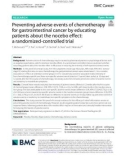 Preventing adverse events of chemotherapy for gastrointestinal cancer by educating patients about the nocebo effect: A randomized-controlled trial