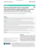 Clinical and genetic factors associated with self-reported cognitive deficits in women with breast cancer: The 'CAGE-Cog' study