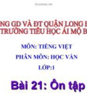 Bài giảng môn Tiếng Việt lớp 1 sách Cánh diều năm học 2019-2020 - Bài 21: Ôn tập (Trường Tiểu học Ái Mộ B)